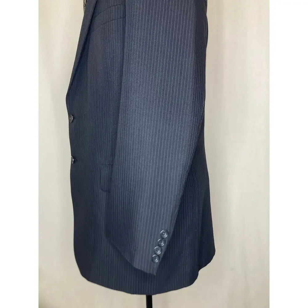 Kuppenheimer Mens 42R Blazer Blue Striped Wool Large 45